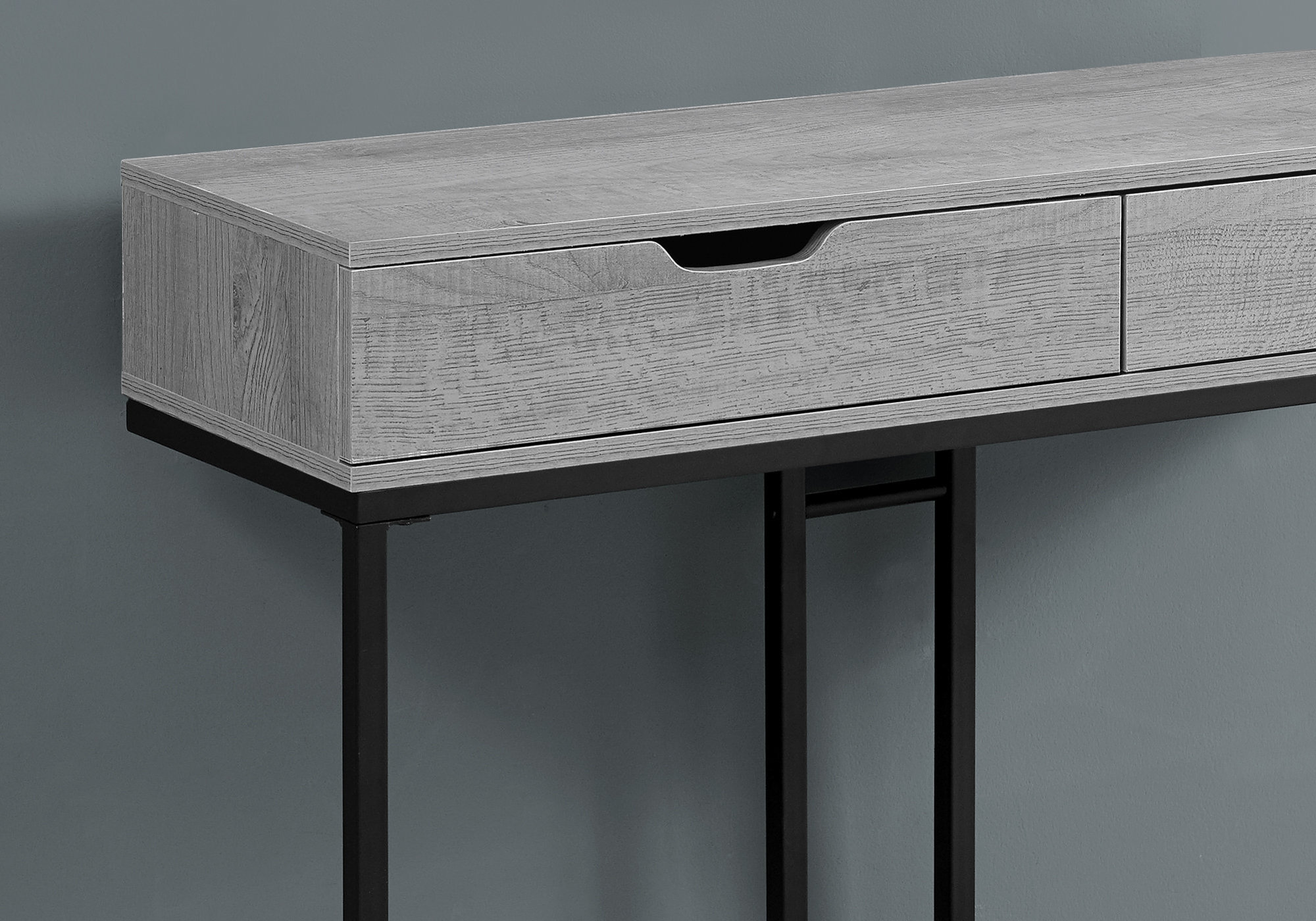 ACCENT TABLE - 42"L / GREY/ BLACK METAL HALL CONSOLE